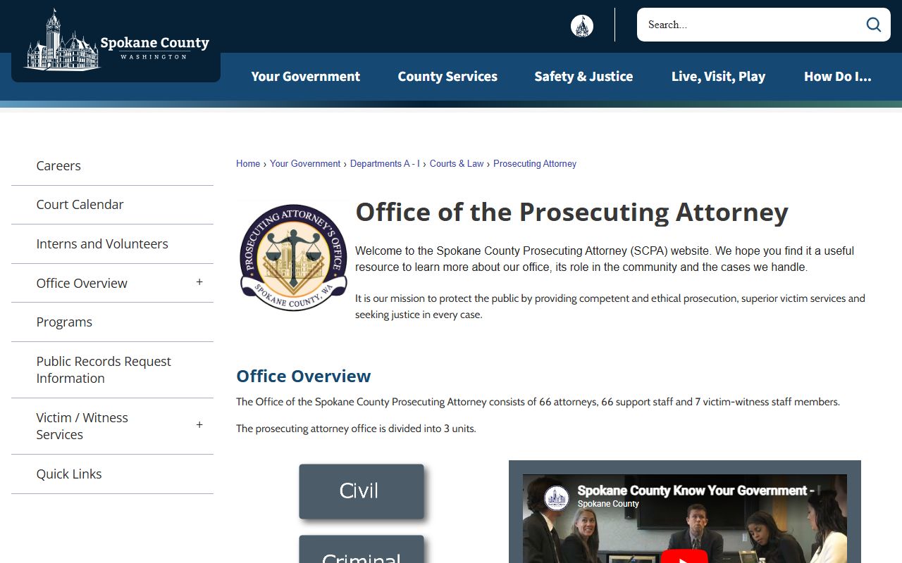 Spokane County arrest records and the Prosecuting Attorney criminal department