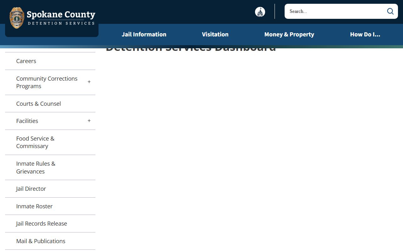 Spokane County inmate population on the official Detention Services Dashboard