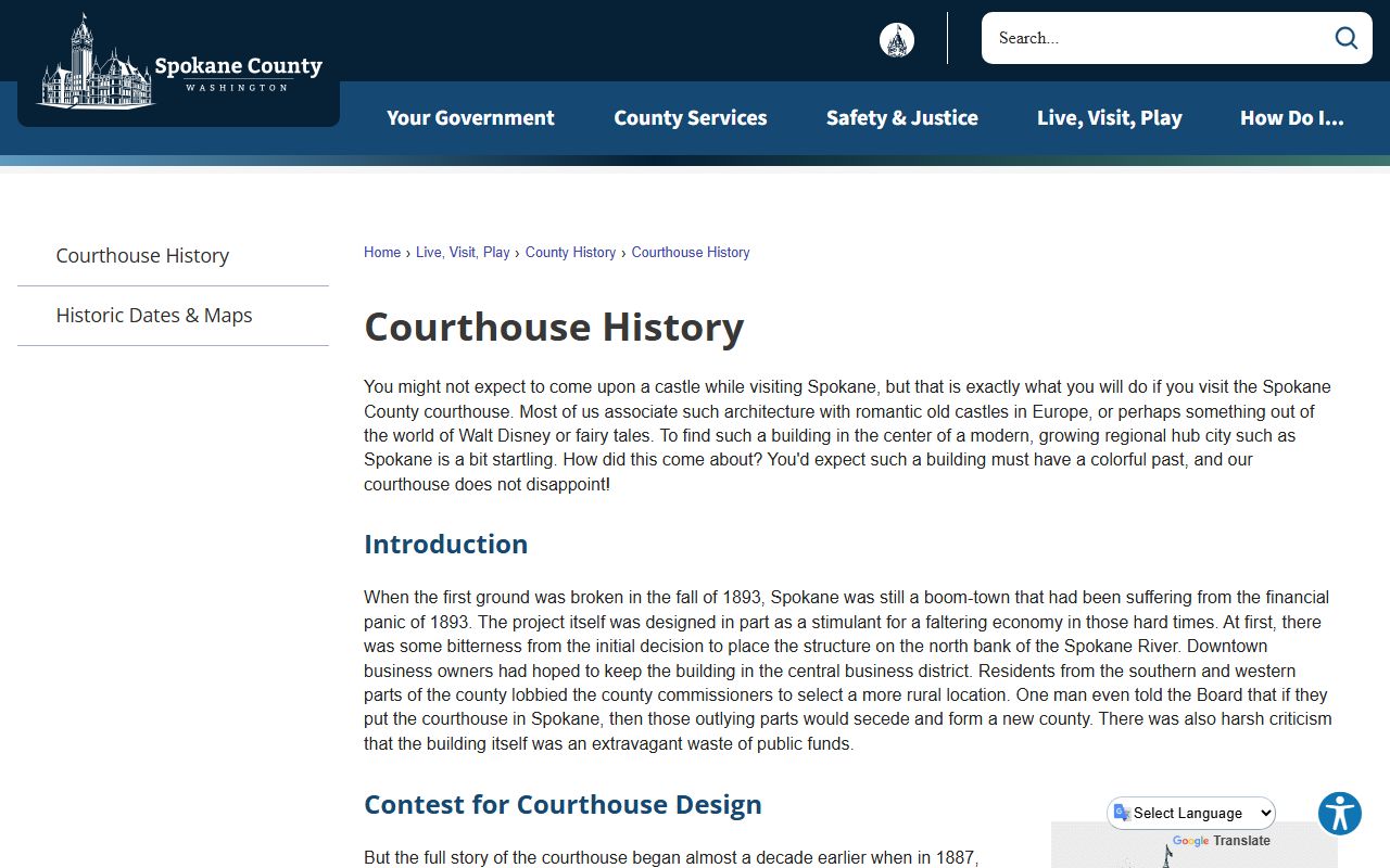 Spokane County courthouse and court records history